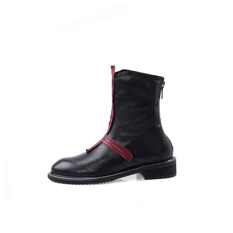 

MLJUESE 2021 women Ankle boots Sheepskin Winter short plush Round Toe Zipper Med heels female Riding boots size 42