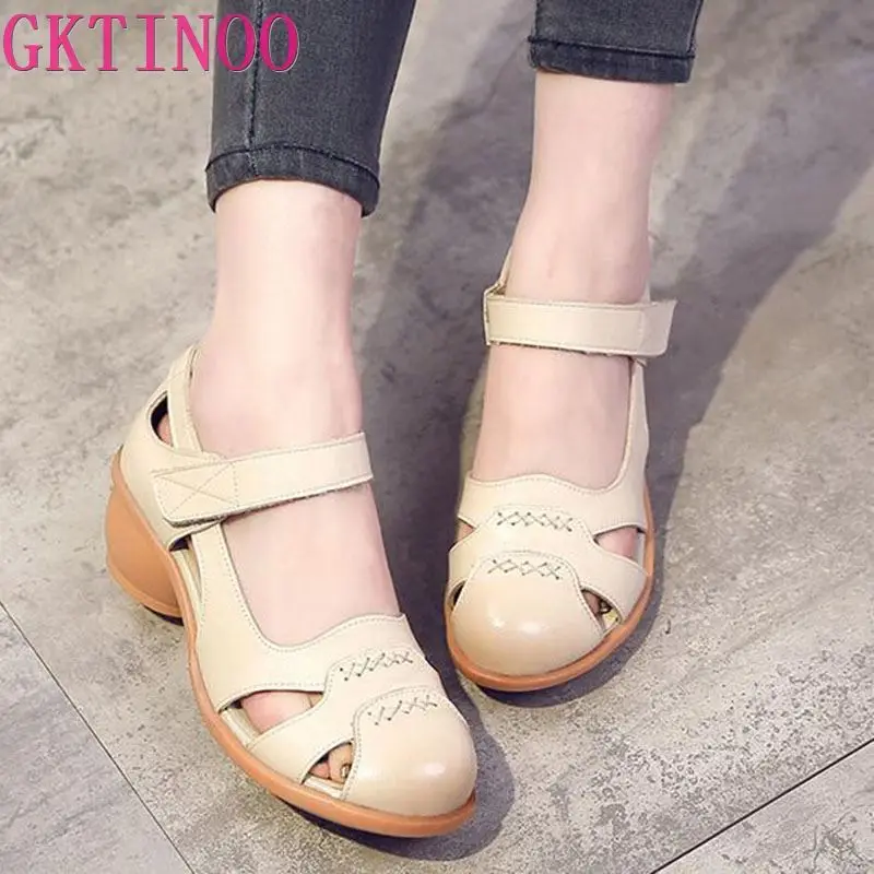 

GKTINOO 2021 summer sandals female handmade genuine leather women casual comfortable woman shoes sandals women summer shoes