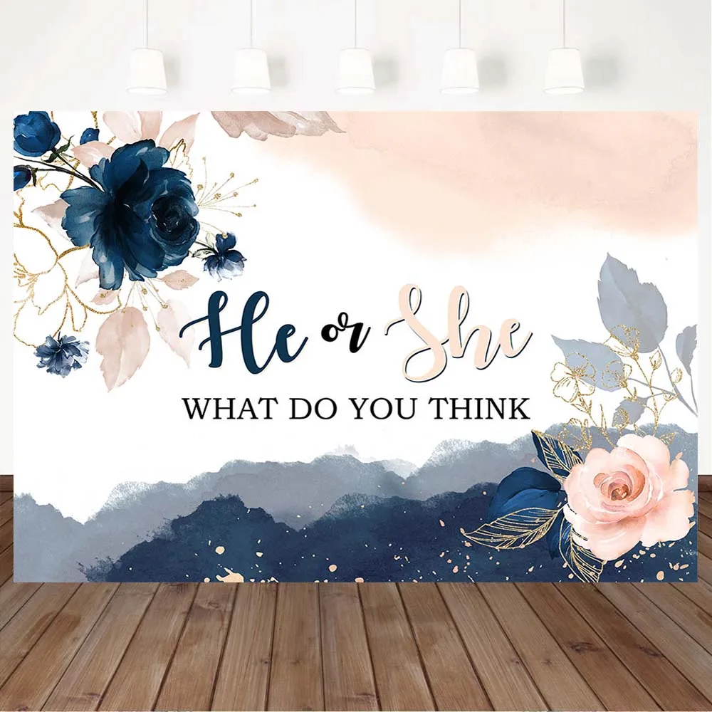 

Mocsicka фон для фотосъемки новорожденных с надписью «He or She»
