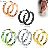 leosoxs 2 piece stainless steel earrings ear buckle round korean mens earrings european and american street allergy free