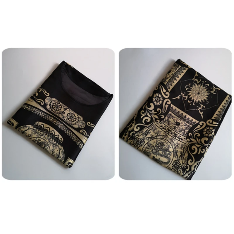 

Summer Women's Faux Silk Nigh Robe Black Lady Bath Gown Nightgown Bathrobe Sleepwear Mujer Pijama Flower