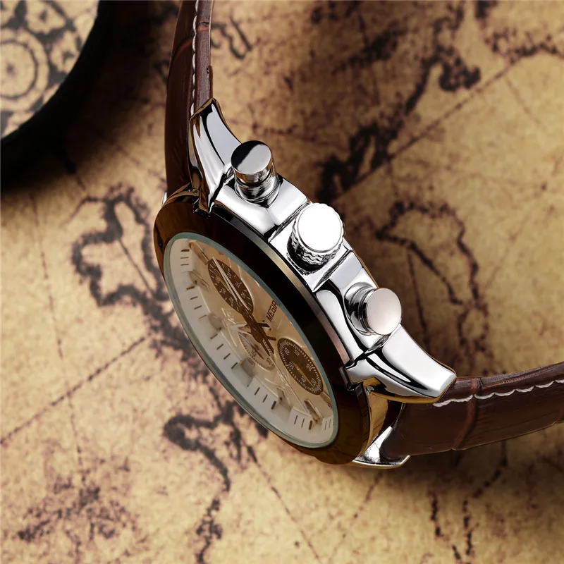 

MEGIR Brand Mens Leather Watch Clock Reloj Hombre Luxury Men's Watch Casual Quartz Men Wristwatch Fashion Military Waterproof