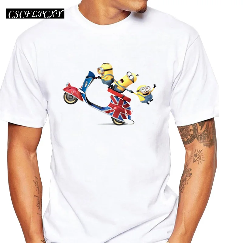 Азиатские размеры модные Смешные Миньоны Мужская футболка короткий рукав