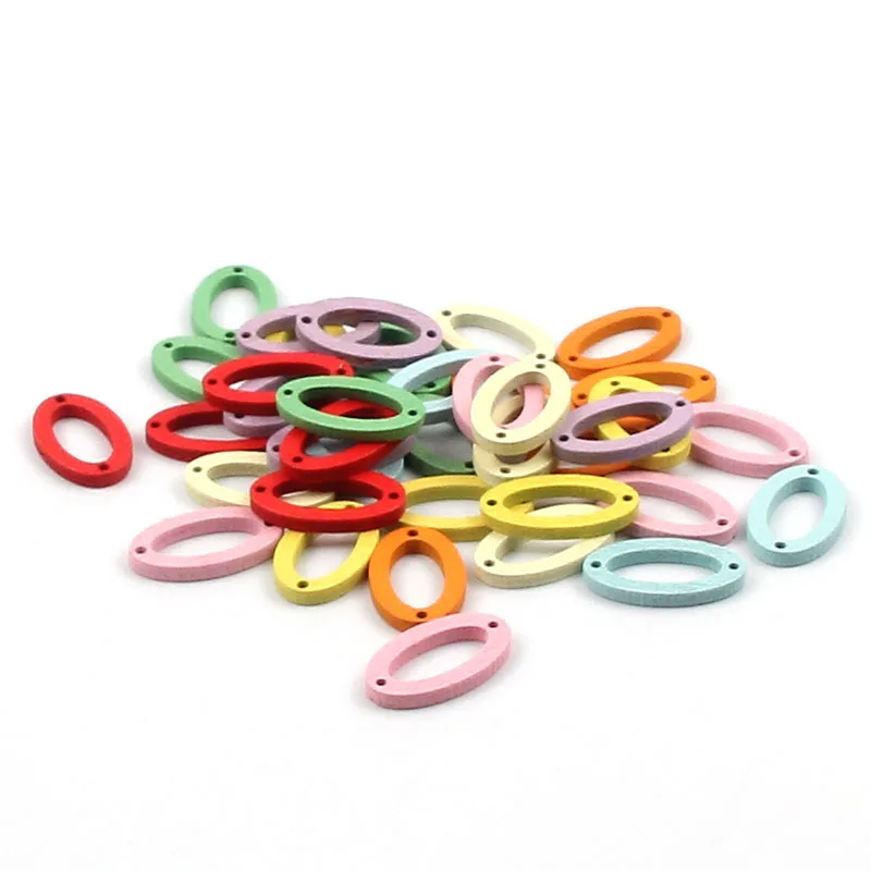 

Two Hole 30pcs 23x13MM Multicolor Oval Natural Wooden Beads Loose Beads For Jewelry Making DIY Necklaces Pacifier Clip Supplies