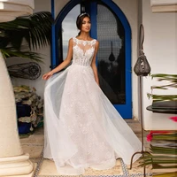 charming on sale lace sleeveless wedding gowns for bride back out bateau neck bride wedding dresses affordable appliqued 2021