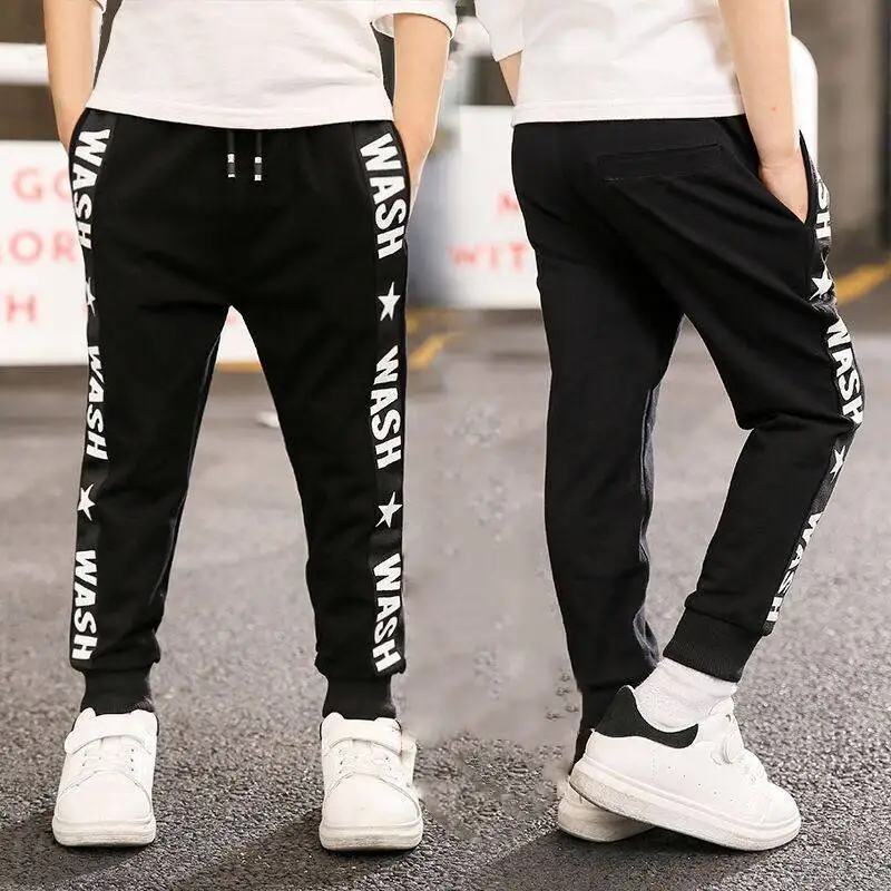 Retail New Girls Pants For 3-10 Yeas Fashion Letter Boys Girls Casual Sport Pants Cotton Kids Children Trousers