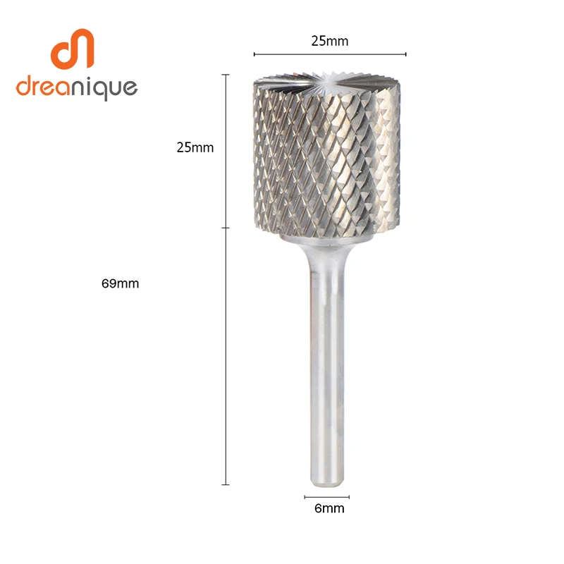 1pc B252506 cylinder with end cut 25*25mm carbide rotary burr file cutter grinding and abrasive tools milling bits | Инструменты
