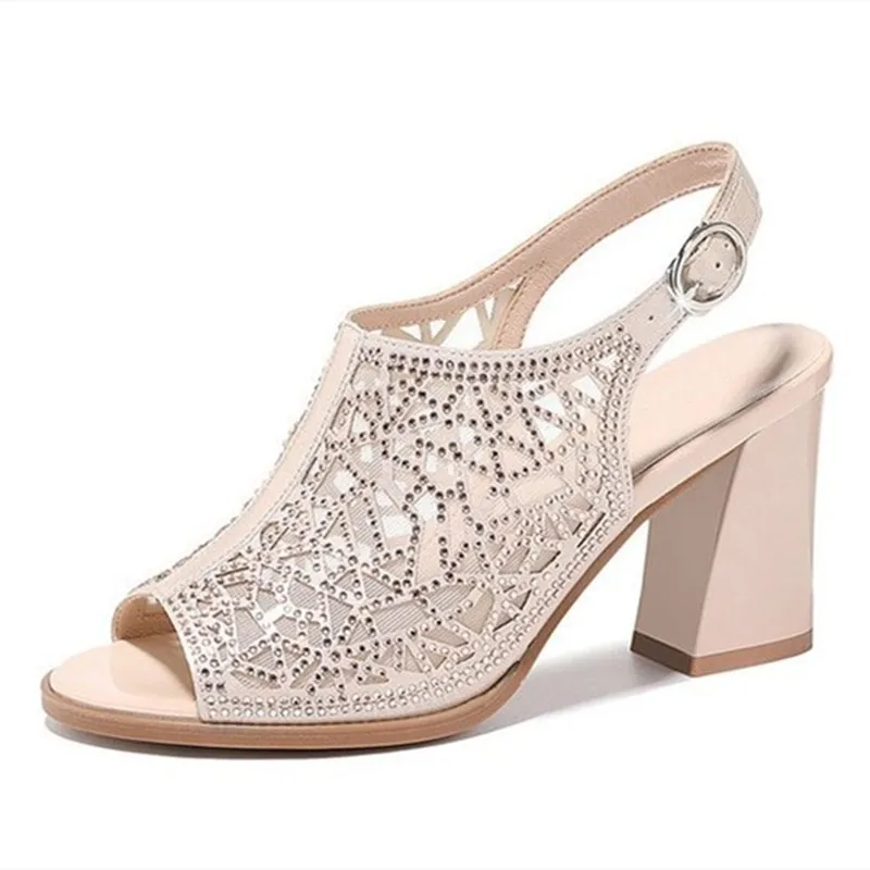 

Сандалии женские сетчатые на платформе, удобные пикантные туфли с открытым носком, элегантные однотонные, высокий каблук, летняя обувь, Раз...