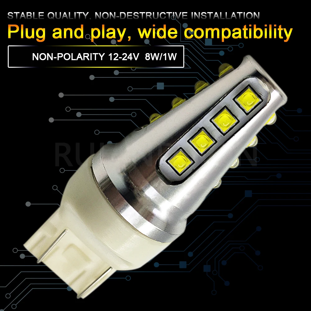 Светодиодные лампы высокой мощности P27/7 Вт 2 шт. 3057 3157 T25 80 SMD светодиодные стоп