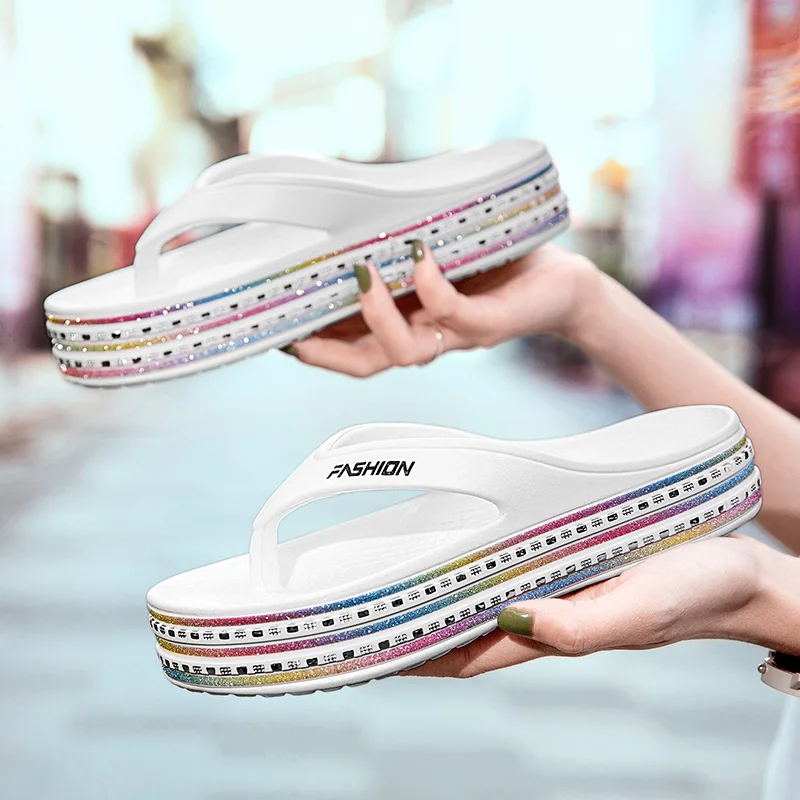 

Women Sandals Summer Hole Shoes Girl Rainbow bottom Garden Heighten shoes Beach Flat House Slippers Nurse shoes