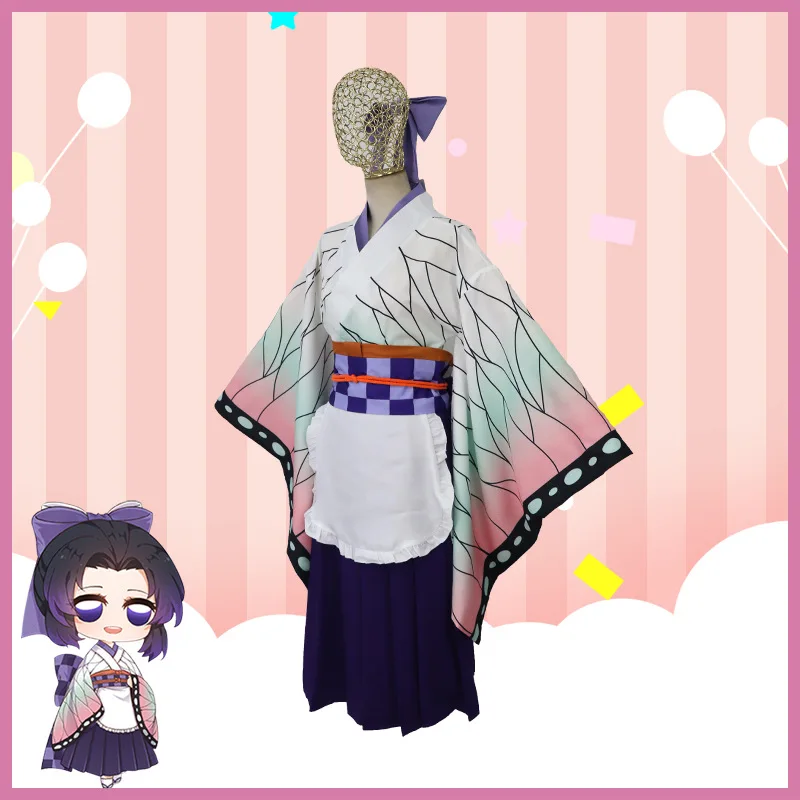 Демон убийца Kimetsu без Yaiba Shinobu Кочо кохау Косплэй костюм для Хэллоуина