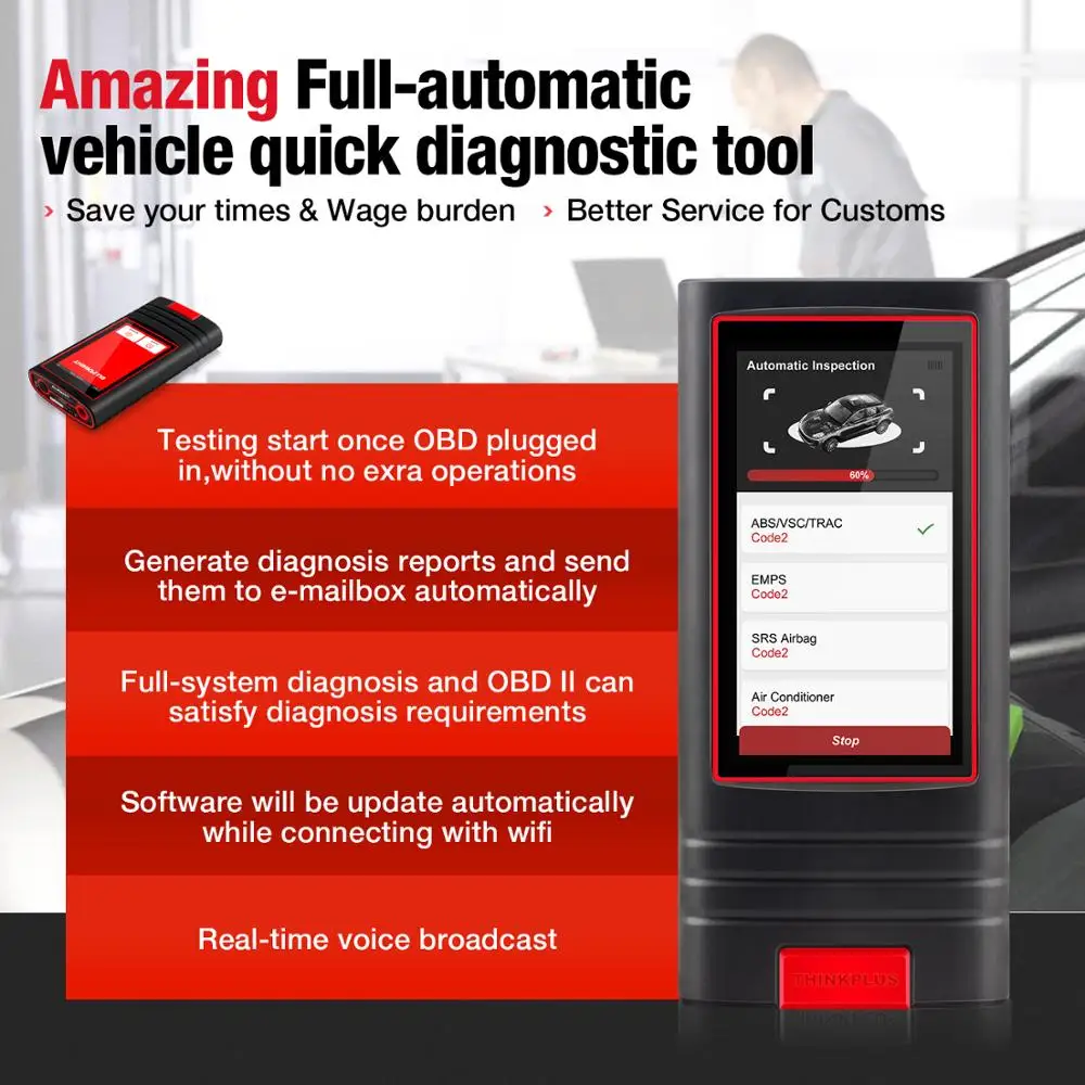 Thinkcar Thinkplus OBDII считыватель кодов 12 В Автомобильный сканер поток данных VIN OBD2