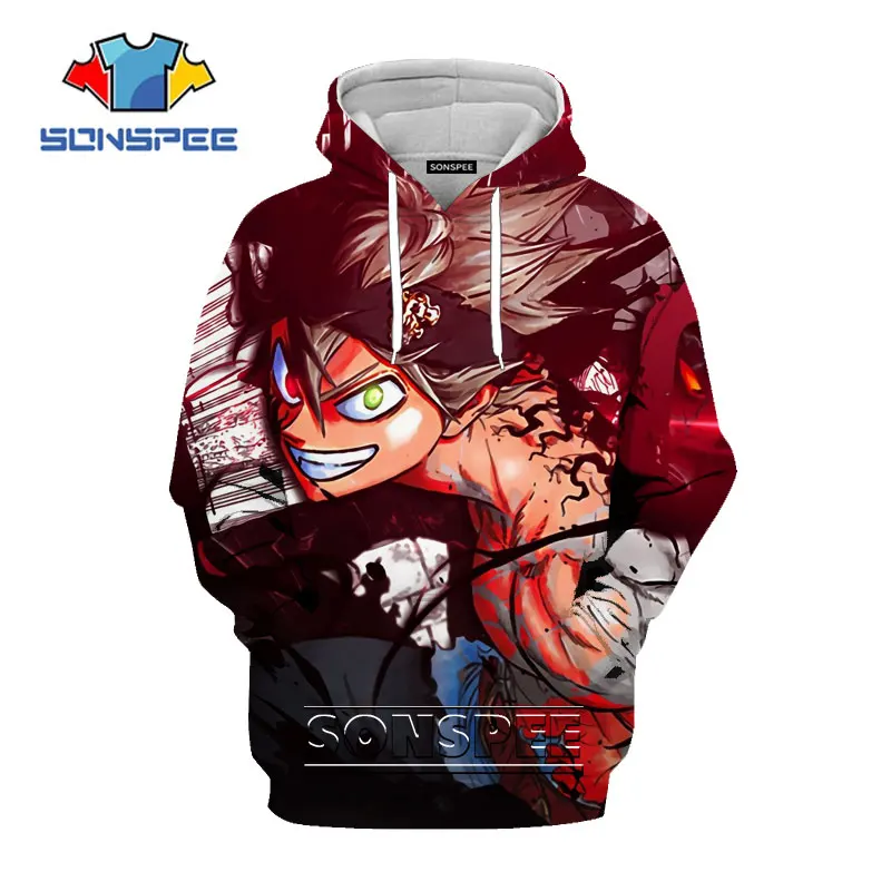 

SONSPEE Black Clover Hoodies Men Women Hoodie Sweatshirt 3D Print Anime Thin Pullovers Streetwear Harajuku Hoodies Outwear