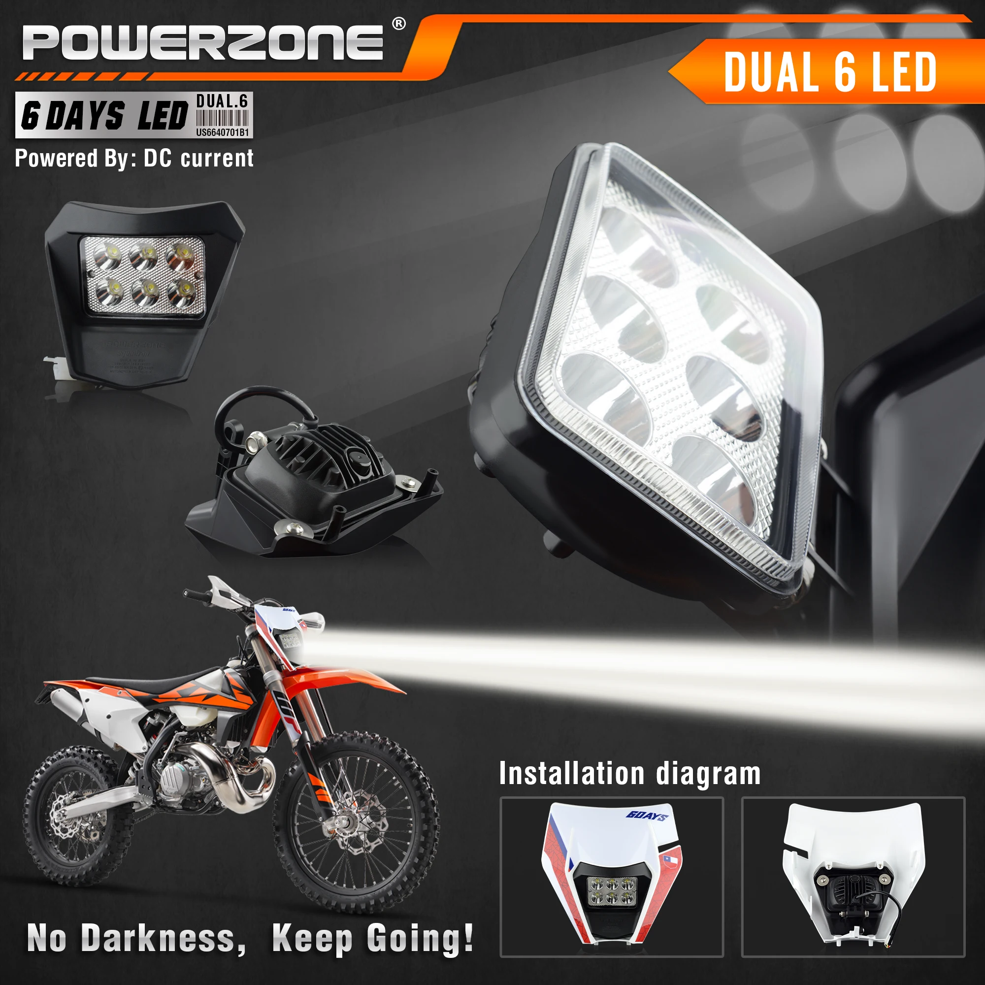 Налобный фонарь PowerZone для мотоцикла светодиодный KTM EXC SXF MX |