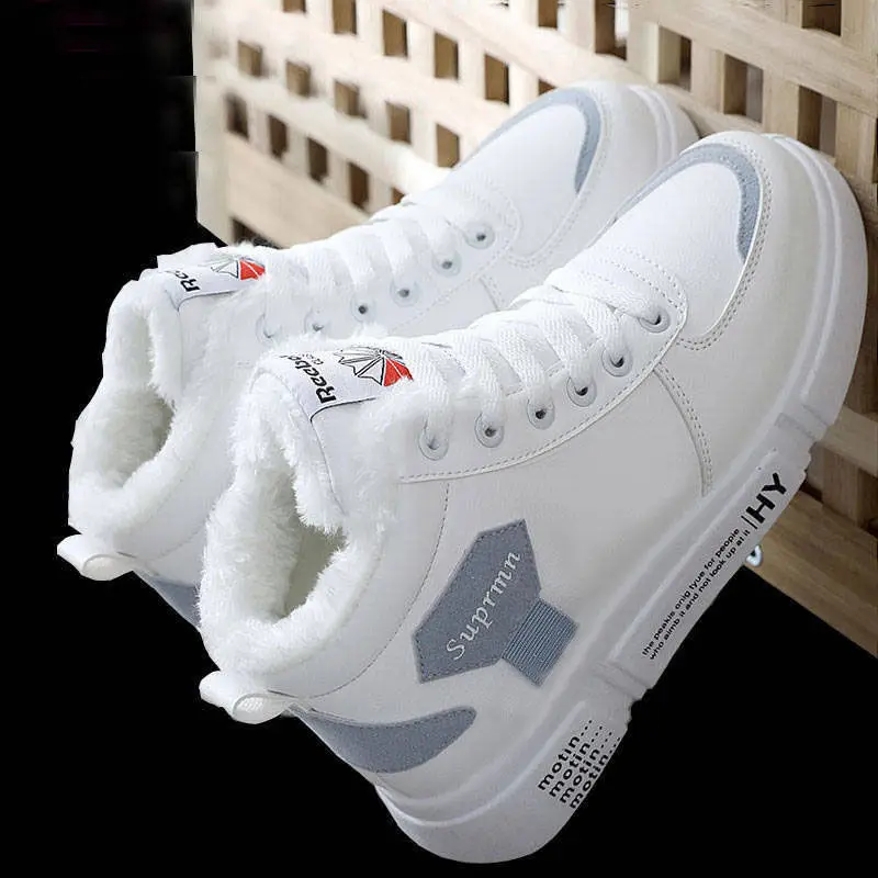 

Подходящие ко всему хлопковые корейские зимние подходящие цвета студенческие высокие туфли на толстой подошве с кашемировой подкладкой дл...