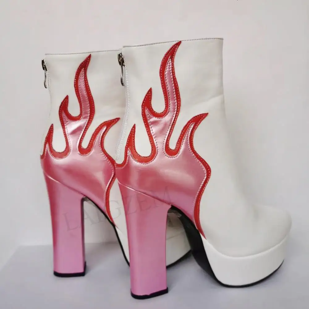 LAIGZEM/Botines Mujer Женские ботинки на платформе Короткие ботильоны высоком массивном