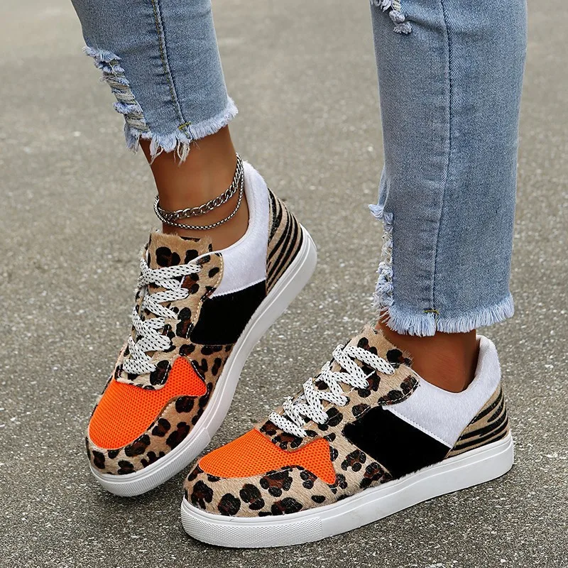 

Fashion Casual Woman Sneaker Comfortable Walking Lightweight Spring New Woman Platform Vulcanized Shoe Leopard Print Woman Shoes