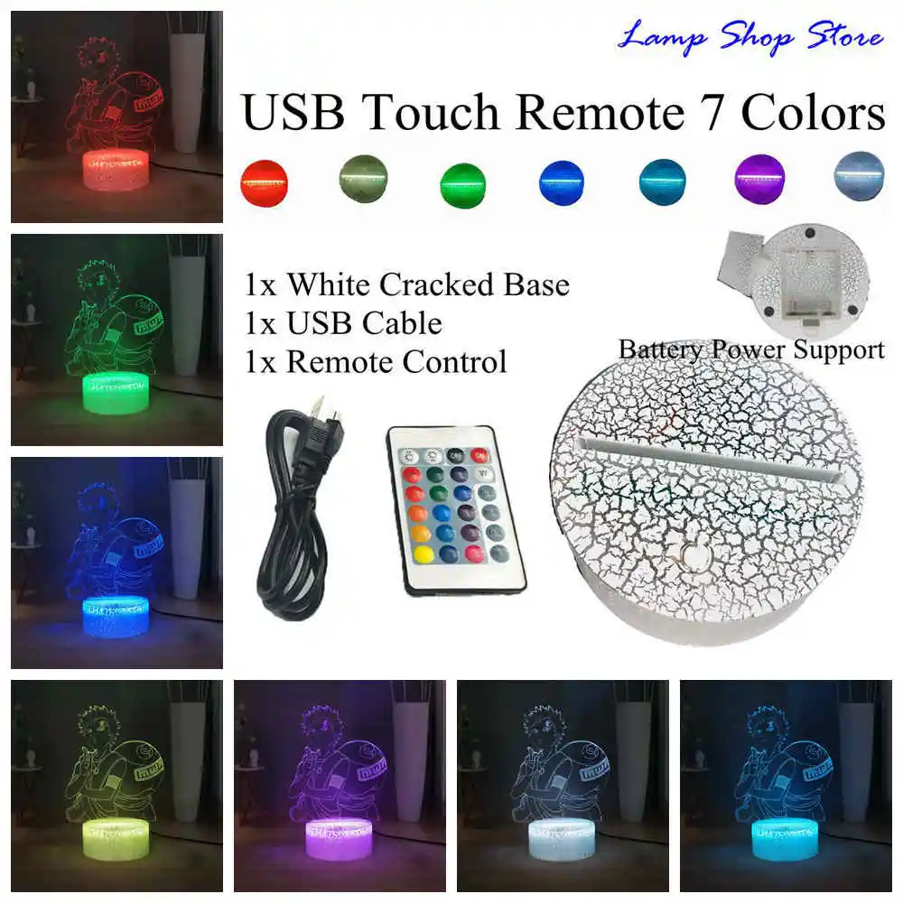 Наруто: детский светодиодный ночник shippюden повязка на голову Sabaku no Gaara RGB 7 красочная Сенсорная лампа USB мини настольная лампа для детей подарок на день рождения игрушка - Испускаемый цвет: W-USB Remote 7colors