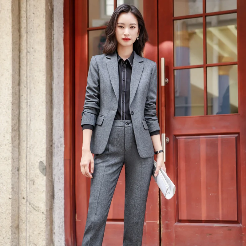 

Autumn and Winter Suit Pants High Quality Women's Suits Two-piece Elegant Office Jacket Overalls Slim Pants Business Wear Female
