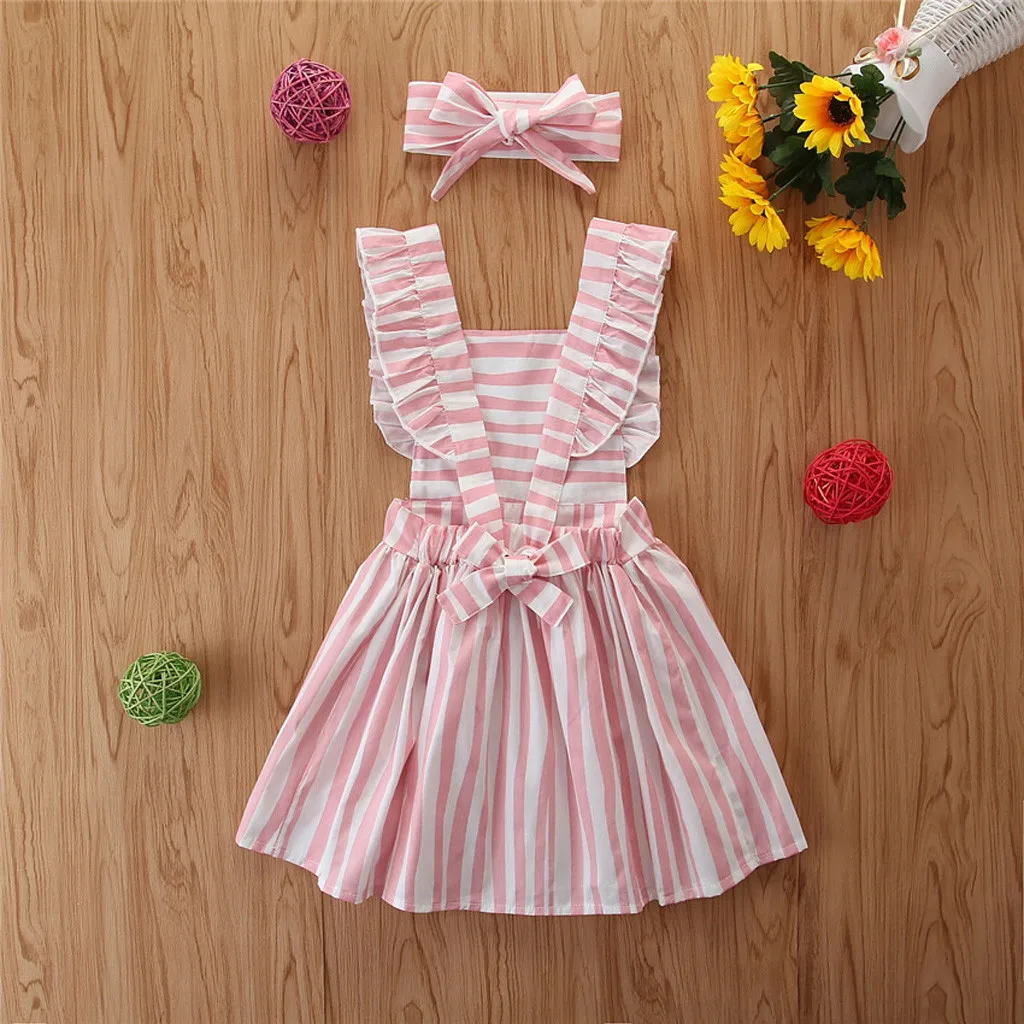 Fashion Summer Cute Newborn Baby Kids Girls Overalls Dress Leisure Stripe Toddler Clothes Dresses Party Girl vestido | Детская одежда и