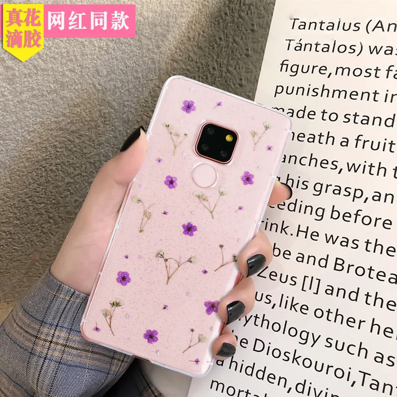 Phone Case For Huawei Mate 20 Pro Glitter Transparent Silicone 3D Real Dried Flowers Daisy Space Planet Star Cover 20X |