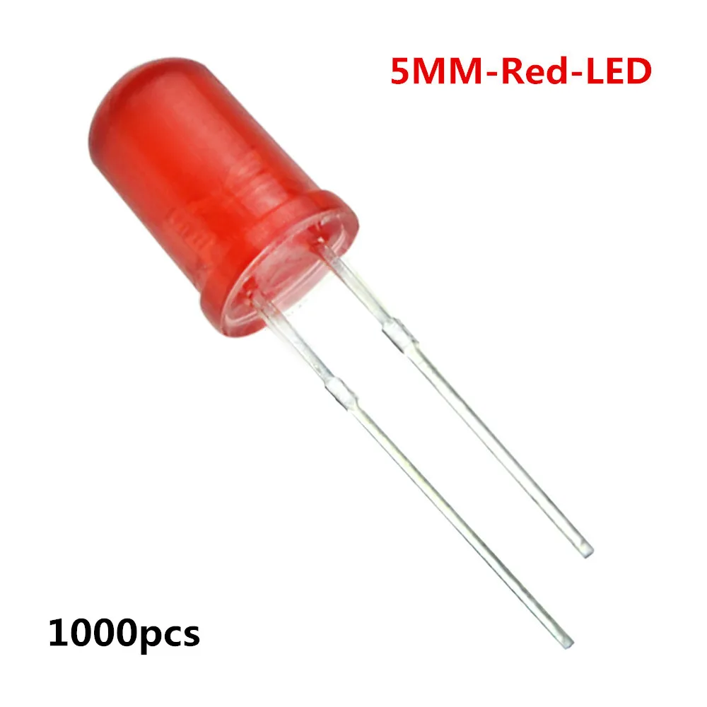 1000pcs Round 5mm LED Diode 5 mm Assorted Kit White Green Red Blue Yellow DIY Light Emitting F5 | Электронные компоненты и