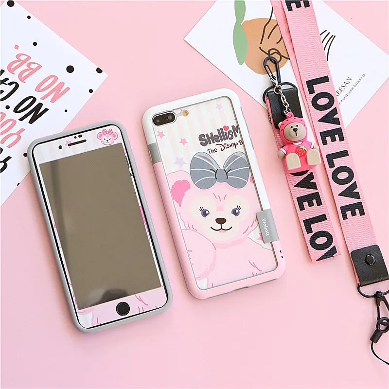 Ярко-желтый Для iPhone11pro max 8 7Plus противоударный бампер+ Duffy пленка для экрана из закаленного стекла для iPhone Xsmax xr 7 8 plus 6S 11 ремешок - Цвет: Ярко-желтый
