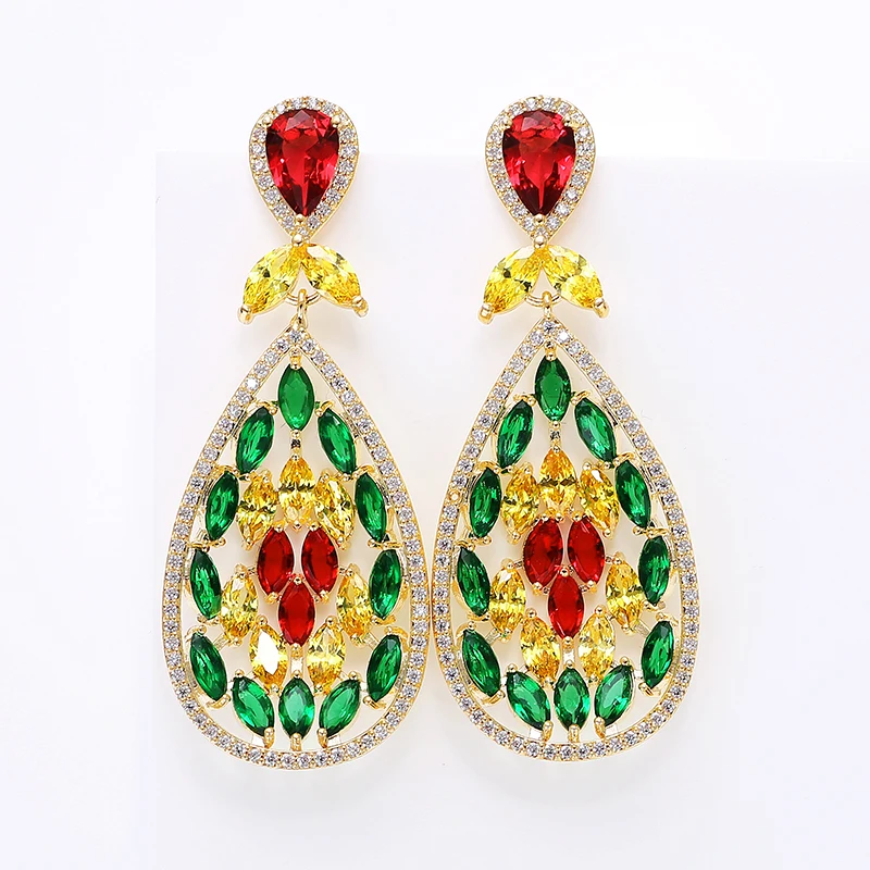 Xiumeiymizu большие серьги в виде капли циркониевое/хрустальное для женщин цветные