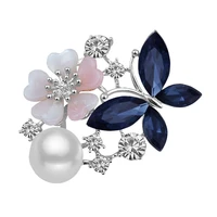shell butterfly flower brooches luxury rhinestone pearl jewelry crystal brooch pin women suit clothes accessories banquet gifts