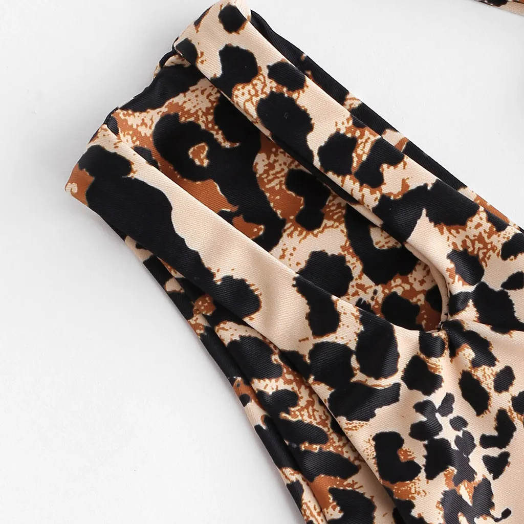 

Summer Women Sexy Leopard Print Bikini Set Push-Up Padded Beach Swimwear Two Piece Swimsuit Beachwear High Leg Cut Strapless