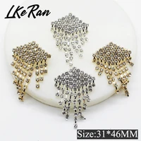 lkeran fashion bohemian style rhinestone brooch button crystal drop dangle tassel garment button collar pin jewelry decoration
