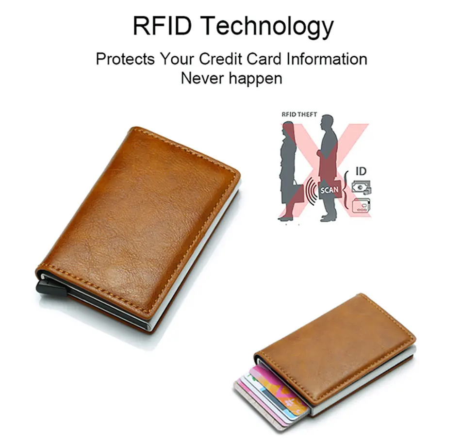 Тонкие мужские кошельки из алюминия с блокировкой Rfid, мужской мини тонкий кошелек, три сложения, держатели для карт, маленькие кошельки, сумка для денег, Vallet Waler