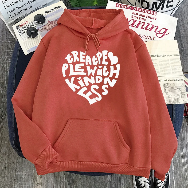 

Treat People with Kindness Sweatshirts Fall 2020 Women Clothing 70s Retro Hoodies Oversized Vintage Inspirational Sweatshirt L