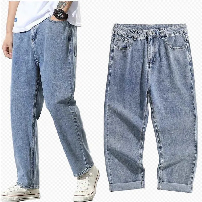 Male Denim Pants  Jeans Men Hole Jeans Loose Wide legs Ankle-Length Pants Men Feet Jeans Hip Hop Jeans