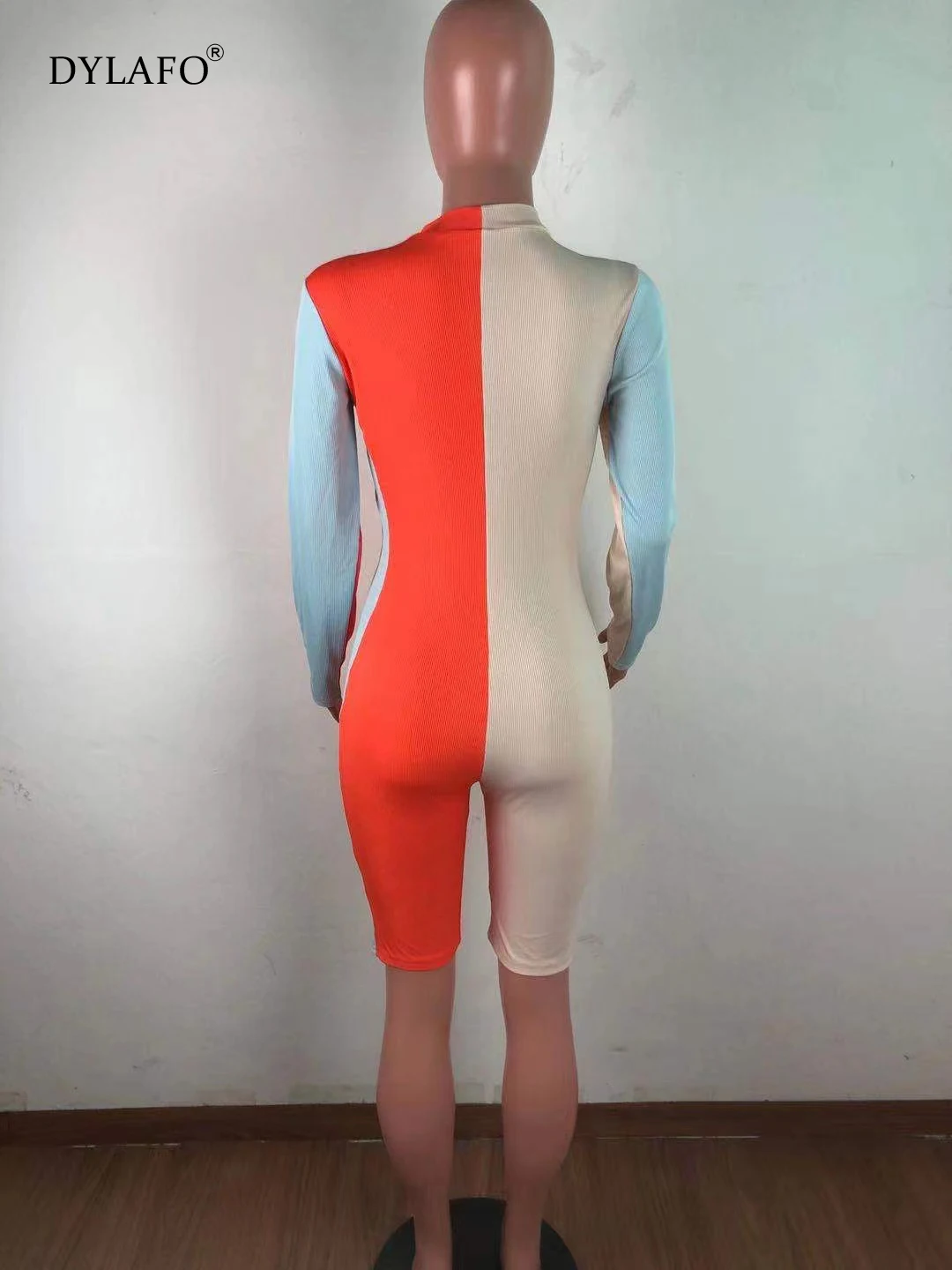 Multicolor Spliced Stretch Women Jumpsuit Playsuits Sexy Women's Skinny Rompers Female Casual Playsuits Skinny Outfits Plus Size