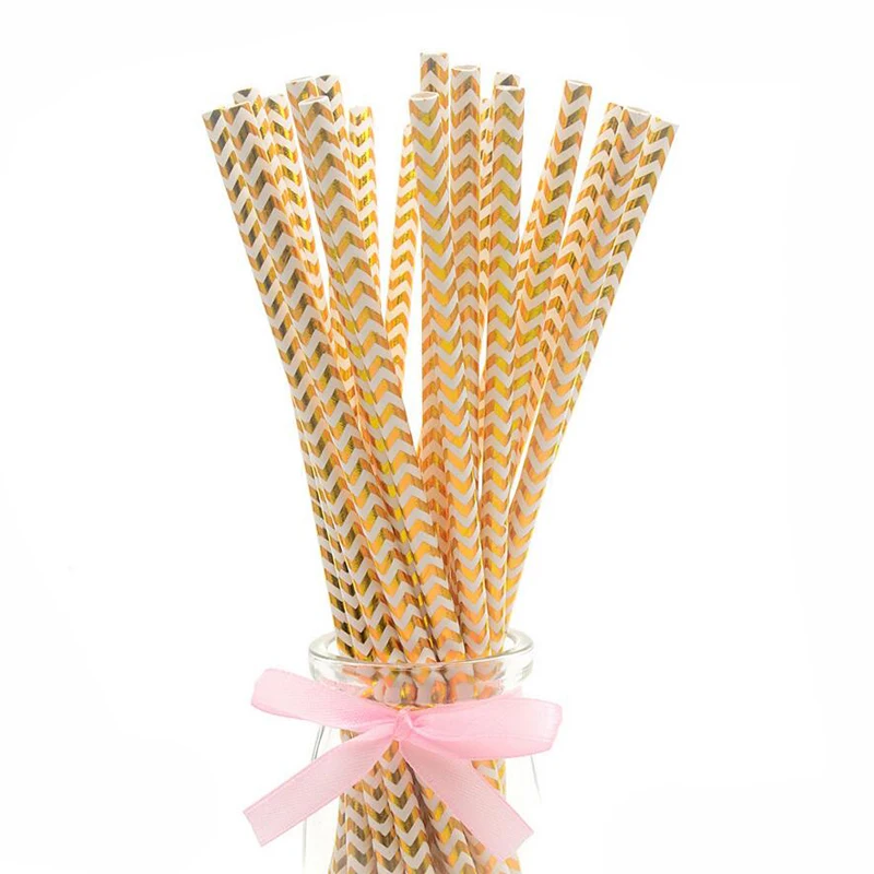 Одноразовые бумажные соломинки Микс трубочек розового золота для питья