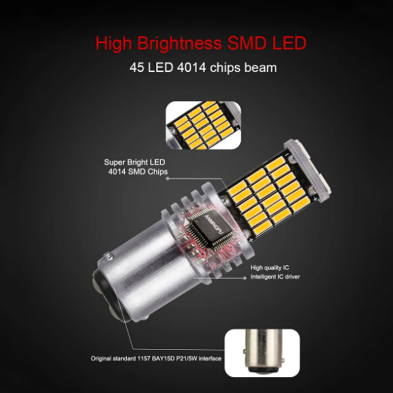 1157 светодиодный Canbus P21W/5 Вт Bay15d 45 smd 4014 стоп резервного копирования хвост