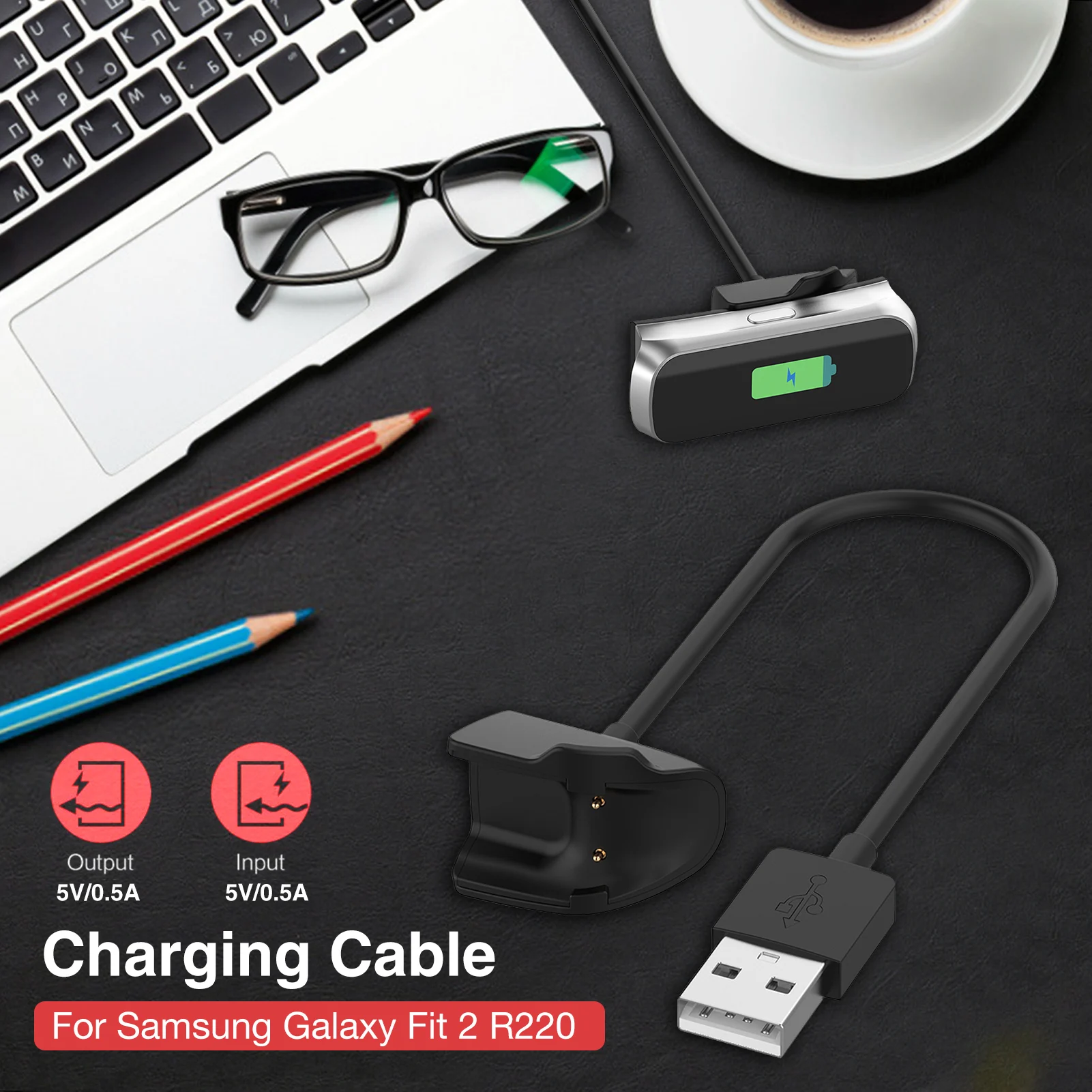 

USB Charging Cable ForSamsung Fit 2 R220 Smart Bracelet Wristband Charger Line Cable Smart Sports Watch Accessories 2021