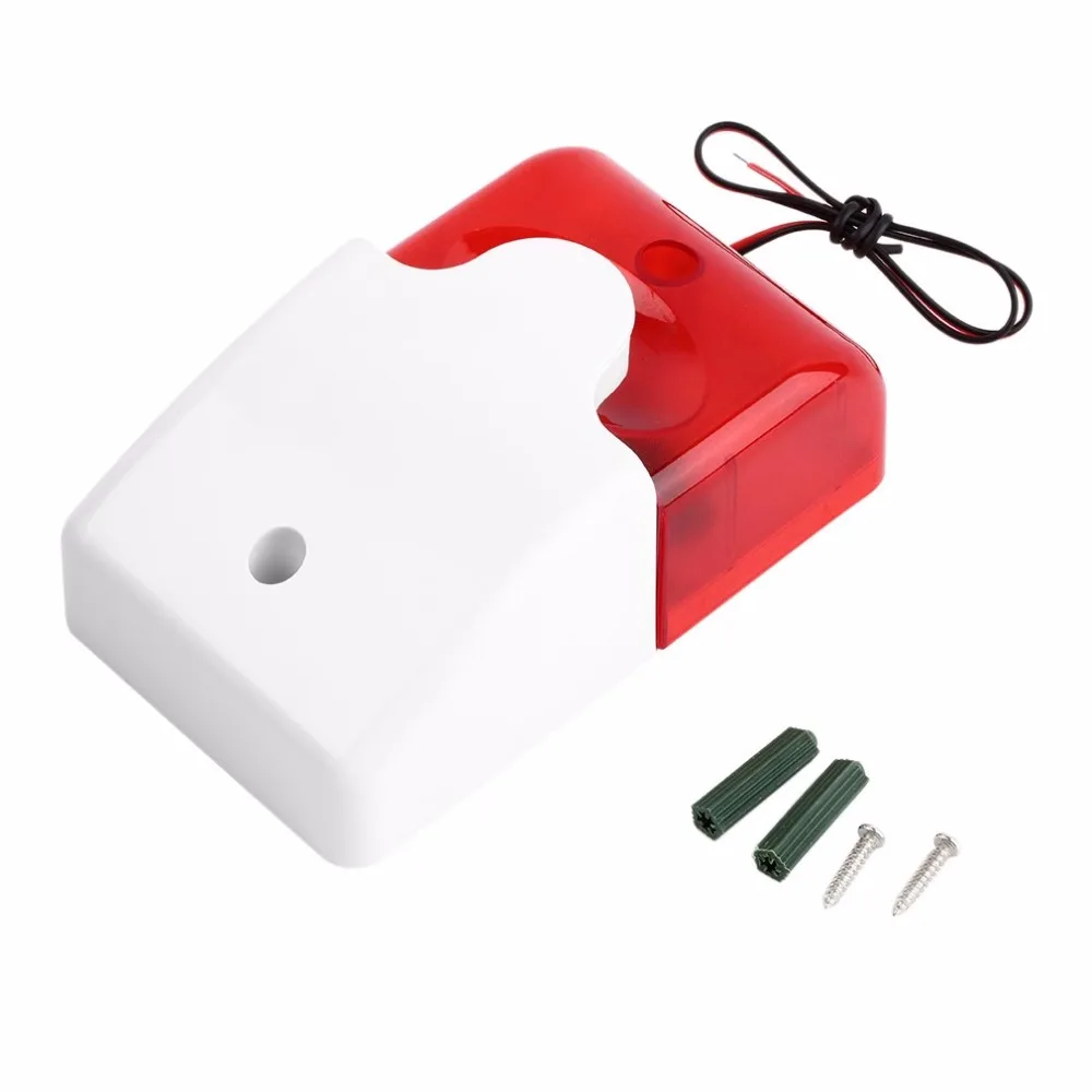 

Home Security 12V 24V 220V 110DB Mini Strobe Sirens Sound Alarm Red Blue Indicator Light Wired Alarm Sirens EU Plug