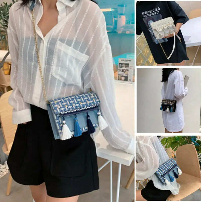 Женские сумки через плечо с цепочкой в этническом стиле стеганая сумка цепочка