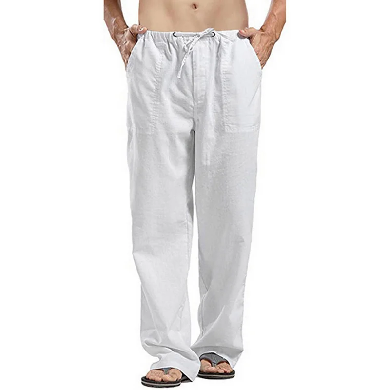 

Men Loose Beach Pants Summer Breathable Sweat-Absorbent Trousers Comfortable Basic Casual Wide-Leg Male Pants