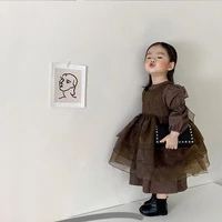 korean girl princess dress 2021 spring girl long sleeved dress girl set skirt girl cotton dress
