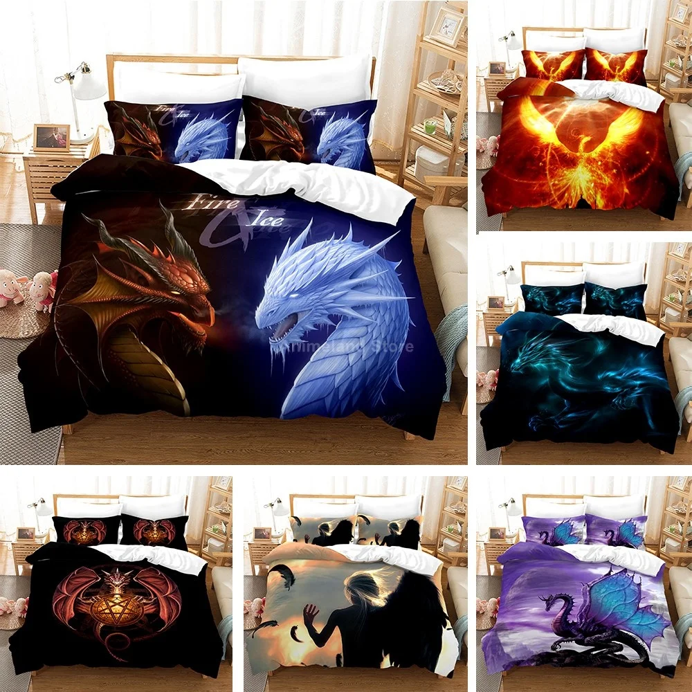 

Fantasy Animals Dragon Unicorn 3D Printed Comforter Bedding Set Adult Duvet Cover Set Bedroom Luxury Queen Full Single King Size