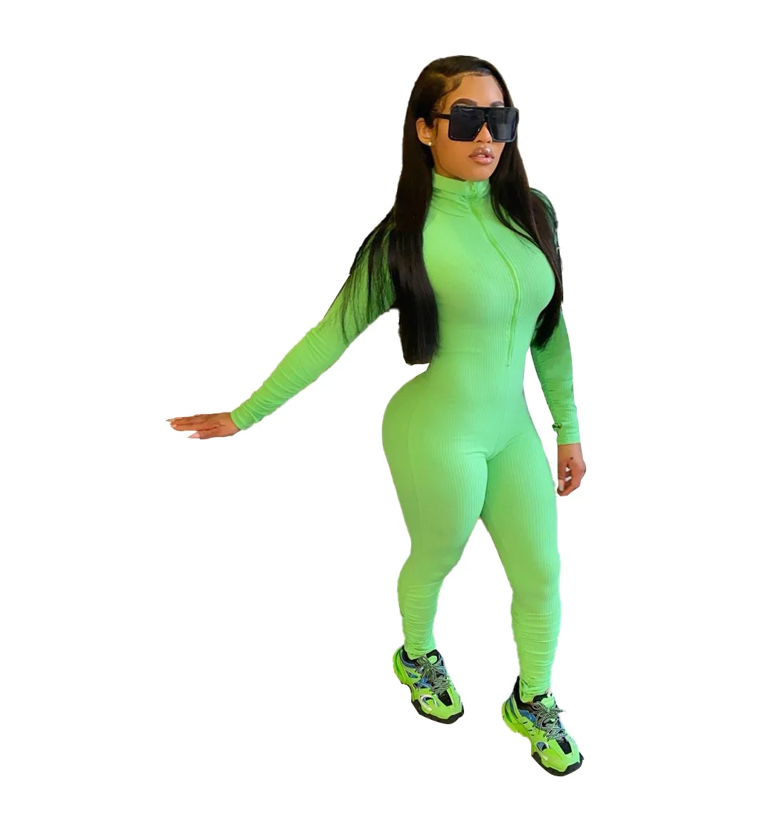 Женский трикотажный комбинезон в рубчик розовый Облегающий уличном стиле с