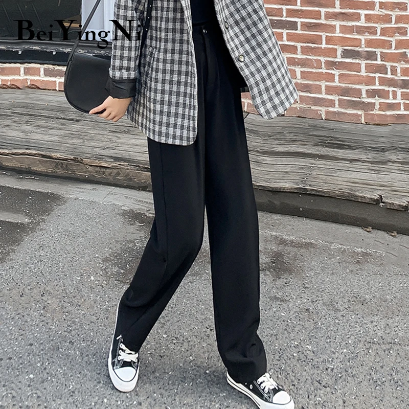 

Beiyingni Wide Leg Pants Womens High Waist Suit Pant Summer Thin Loose Plus Size All-match Street Korean Black Trousers Woman OL