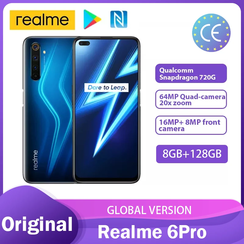 Смартфон realme 6 Pro 8 ГБ ОЗУ 128 Гб ПЗУ 90 Гц глобальная версия Snapdragon 720G 30 Вт Flash Charge