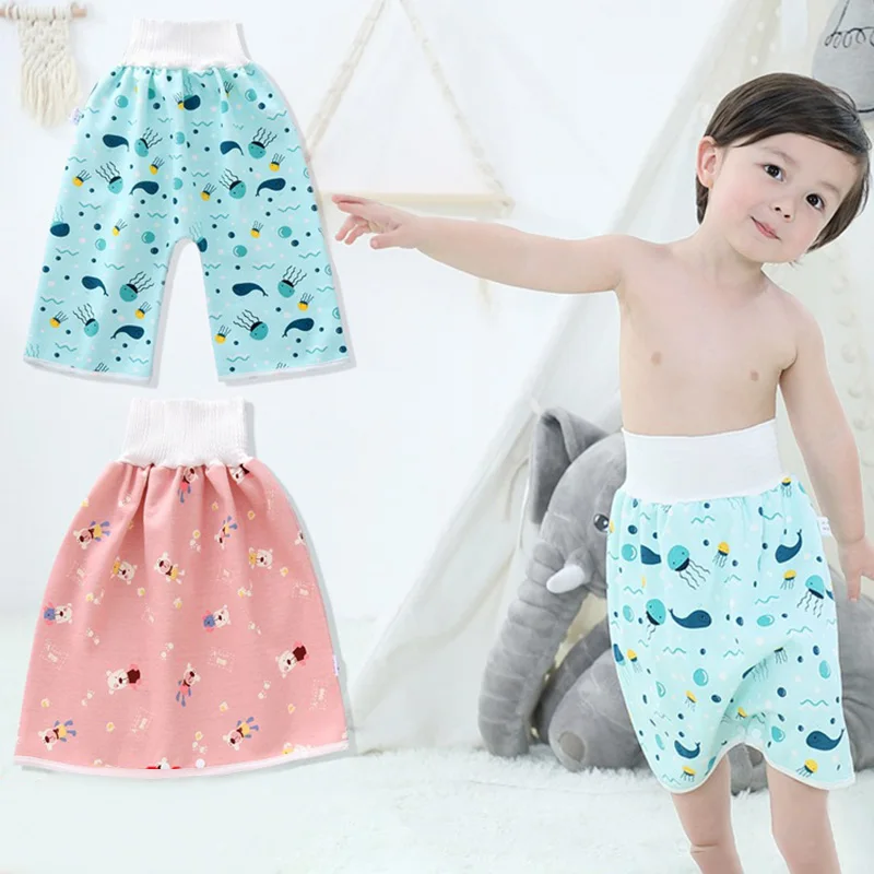 Children Diaper Skirt 2 In 1 Baby Training Pants Absorbent Shorts Nappy Leakage Mat Cover Sleeping Bed Clothes | Мать и ребенок