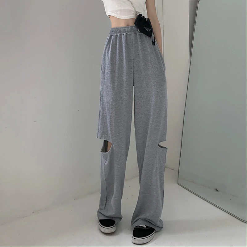 Женские летние новые спортивные брюки с широкими штанинами и высокой талией в