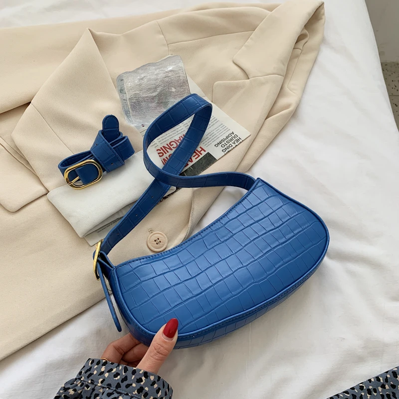 

2021 new fashion PU leather ladies shoulder bag stone pattern solid color ladies handbag simple ladies messenger bag