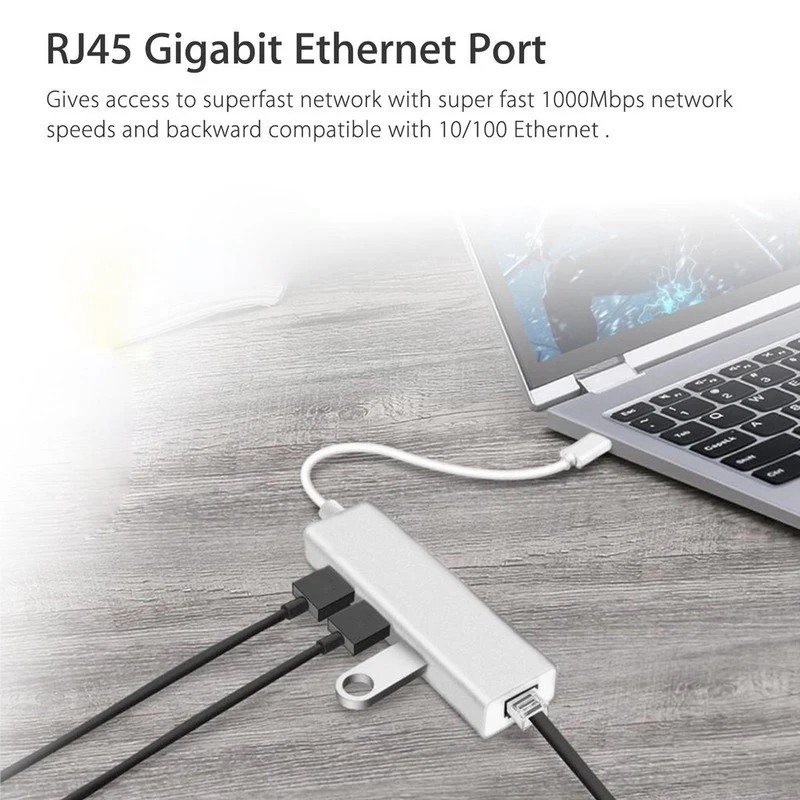 Basix Тип C Ethernet адаптер для RJ45 Lan сетевой карты проводной 10/100/1000 Мбит/с гигабитный USB